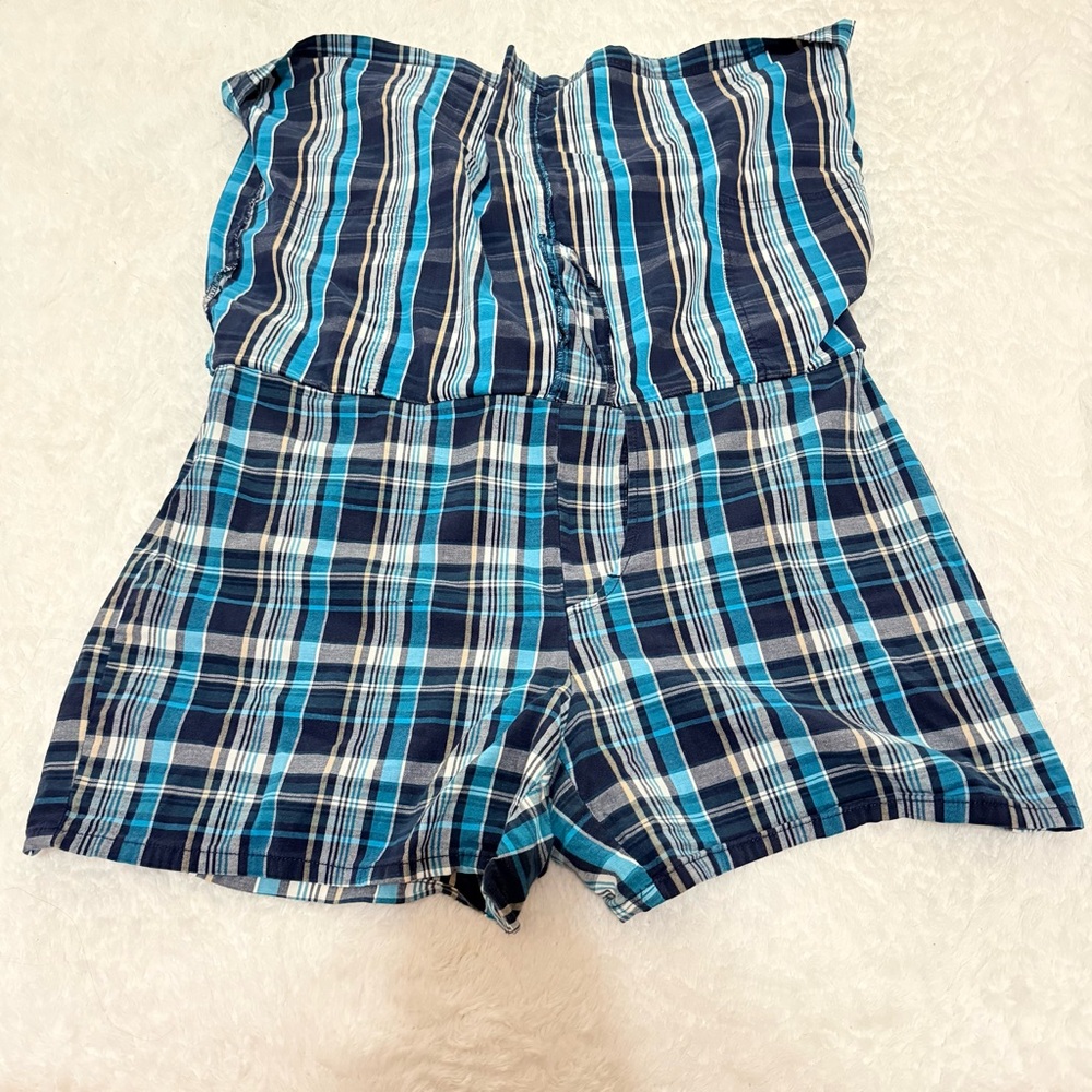 Plaid Blue Multi-Stripe Women’s Skirt- under shorts - Picture 4 of 4